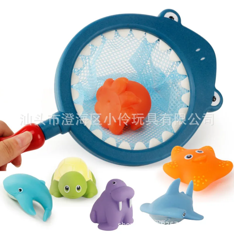 

Shark Fish Catching Dredge Set Summer Beach Play Water Children Kitten in a Net Play with Water Bath Water Spray Toys