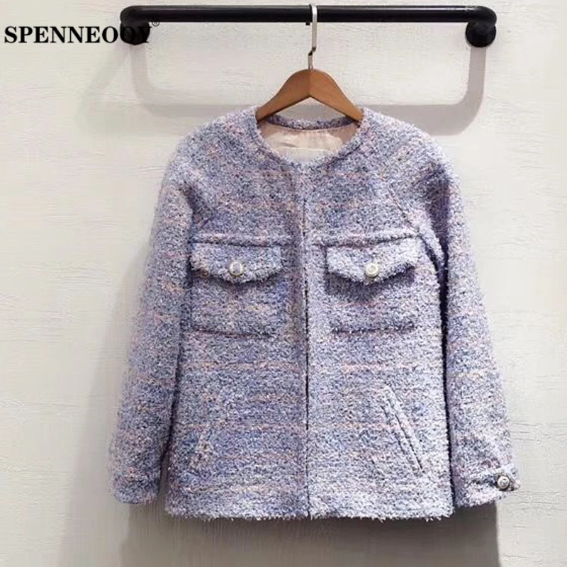 

SPENNEOOY 2020 Designer Custom Runway Female Fashion Weave Jackets Women's Long Sleeve Button Pockets Elegant Casual Coat
