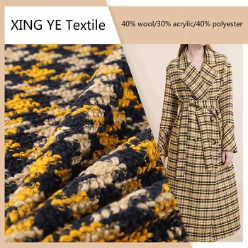 

150 cm Wide Wool Acrylic Polyester Houndstooth Woolen Autumn and Winter Fashion Clothing Fabric Wholesale Cloth by the Meter