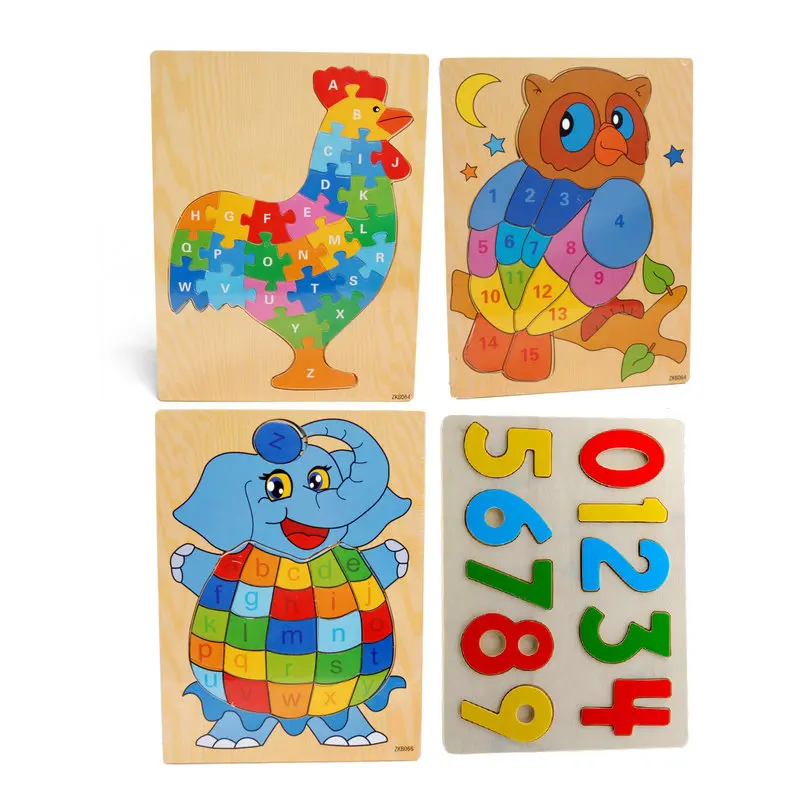 Animal Alphabet and Digital 0-9 3d Puzzle Children Early Learning Aids Montessori Jigsaw Puzzle Baby Wooden Educational Toy Gift