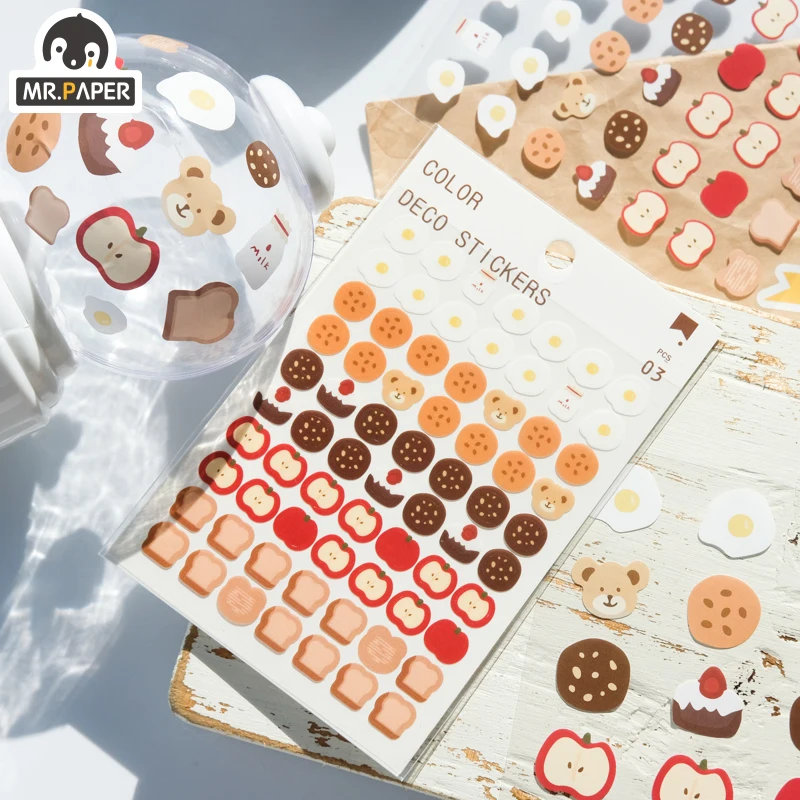 Mr.paper 6 Designs 3Pcs/lot Cute Bear Daily Deco Washi Diary Stickers Scrapbooking Planner Doodling Stationery