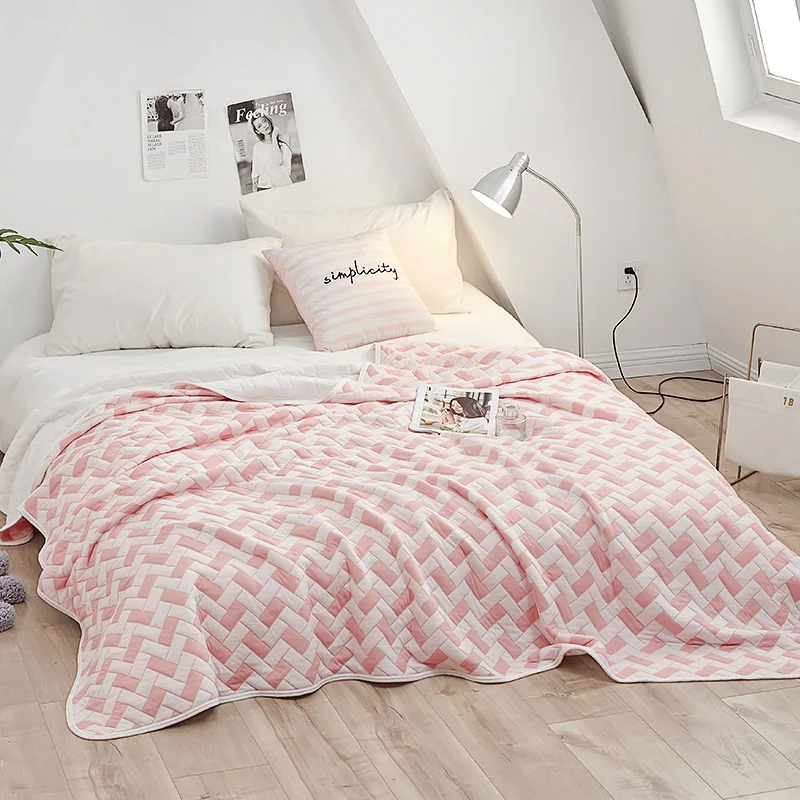Роскошное летнее хлопковое покрывало, односпальная двуспальная кровать, модное покрывало для кровати, простое Клетчатое одеяло для кондиционирования воздуха