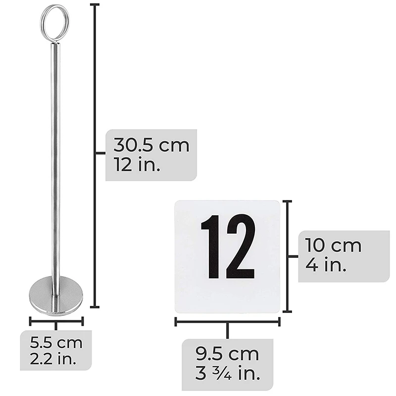 12-дюймовый настольный держатель для номера с набором карточек(1-12) крепкий хромированный держатель для карт s Настольный держатель для карт f