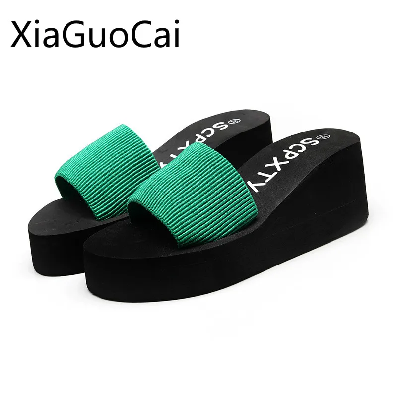 

Peep Toe Women Platform Slippers Beach Summer Wedges Slippers High Heel Platform Waterproof Slides for Women