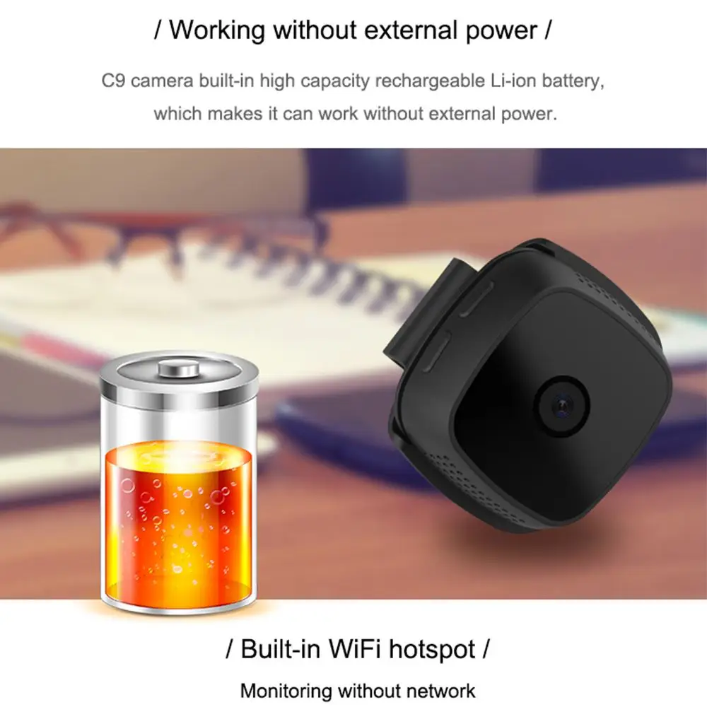 C9 Мини Wifi камера носимый корпус DVR микро камера HD видео Диктофон веб-камера Невидимый Ночное Видение Движения сигнализация мобильный пульт дистанционного управления