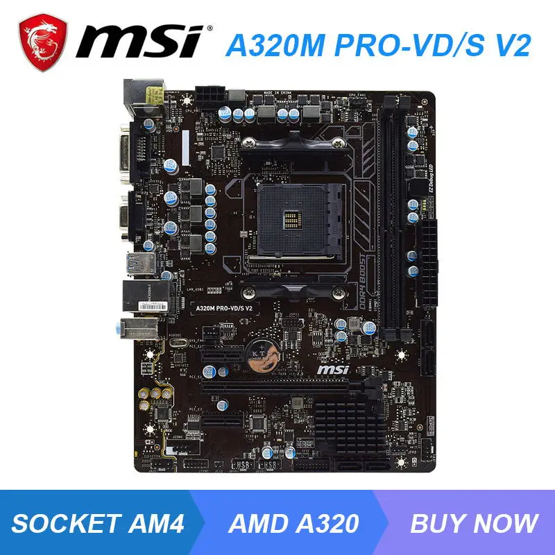 MSI A320M PRO-VD/S V2 Motherboard AM4 DDR4 Support Ryzen 5 2500X 3600 Cpus AMD A320 32G PCI-E 3.0 VGA DVI USB3.1 ATX | Компьютеры и
