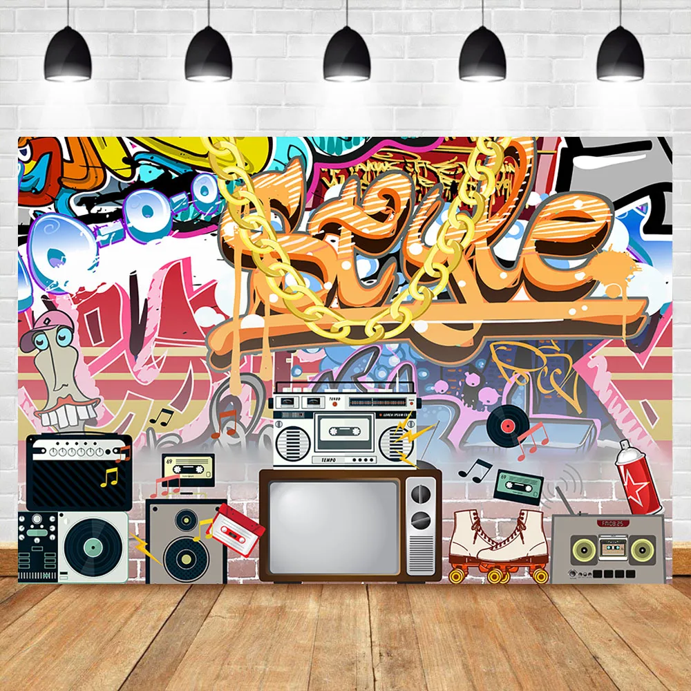 Hip Pop 80s 90s Backdrop Graffiti Rock Radio Photography Backdrops Vintage 90s 80s Themed Party Decoration Background For Photo Background Aliexpress