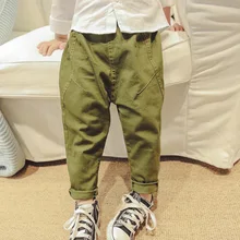 Весенняя детская одежда; однотонные мешковатые брюки; повседневные брюки для мальчиков; Детские осенние длинные брюки средней длины