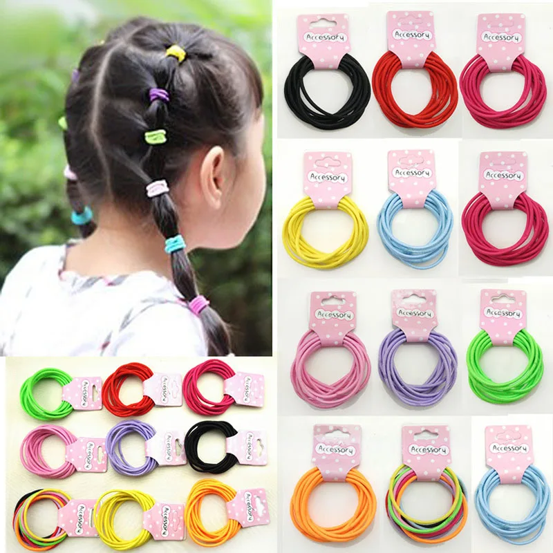 10/100PCNew девушки конфеты цветные нейлоновые резинкой детская эластичная повязка на голову для студентов, украшение для волос