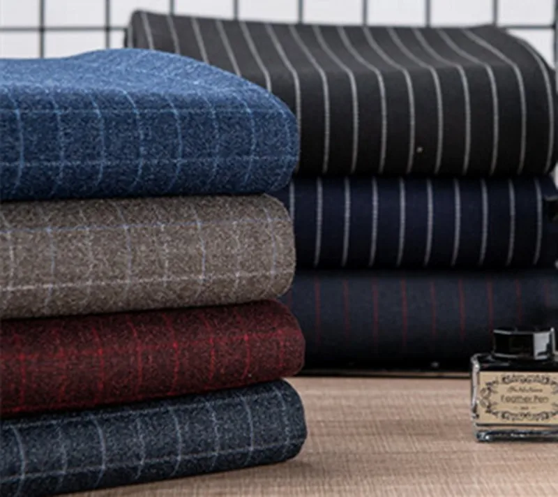 1 метр шерстяные решетки вертикально полоса материал Англия ветер ткань для осень зима костюмы брюки пальто с мехом T1175