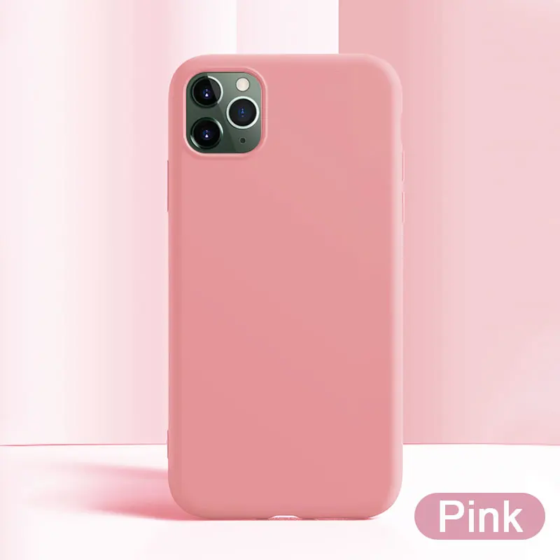 Pink Роскошный силиконовый однотонный Мягкий чехол из ТПУ для iPhone 11 Pro Max X Xr Xs Max защитный чехол - Цвет: Pink