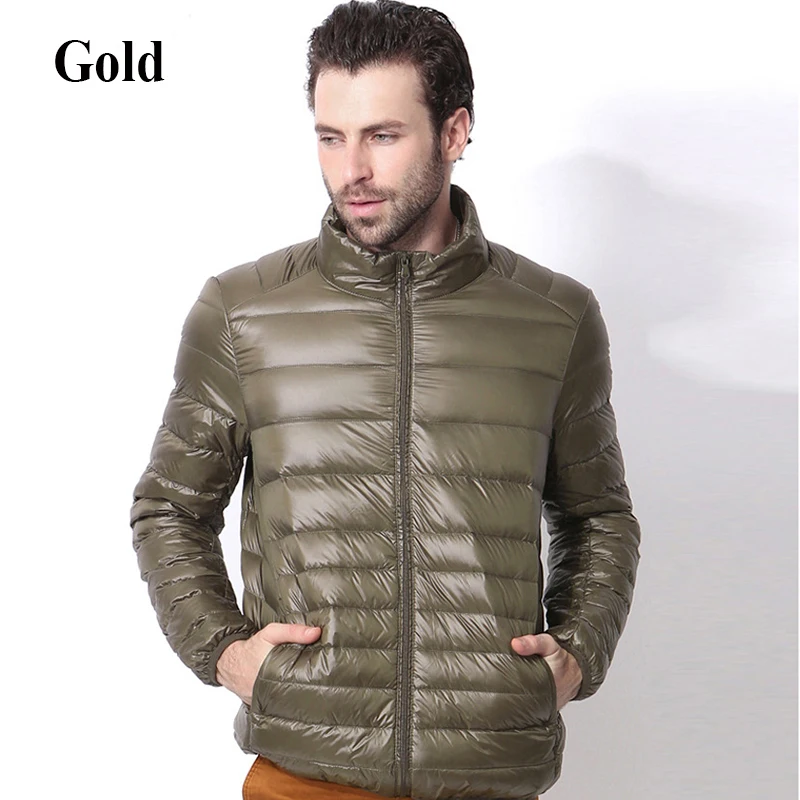 002 ArmyGreen Хорошая зимняя мужская Сверхлегкая куртка 80% белая куртка на утином пуху мужской пуховик s Зимняя мужская повседневная куртка - Цвет: 002 ArmyGreen