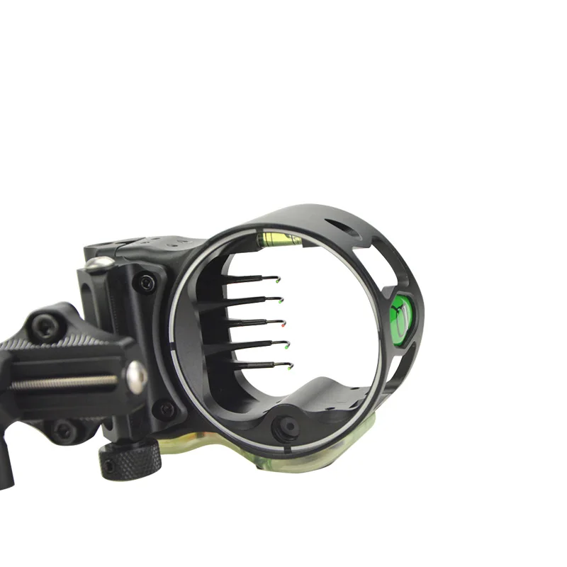 1 Set 5Pin Compound Bow Sight Laser Adjustment Illuminated Optical Fiber Micro Optic Sight Hunting Shooting Archery Accessories