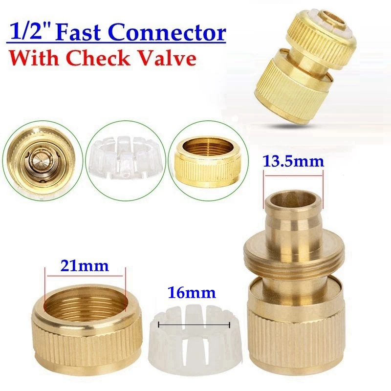 1pc 1/2'' 5/8" 3/4" Copper Garden Water Hose Quick Connectors Brass Irrigation Pipe Adaptor Joints Garden Water Connector