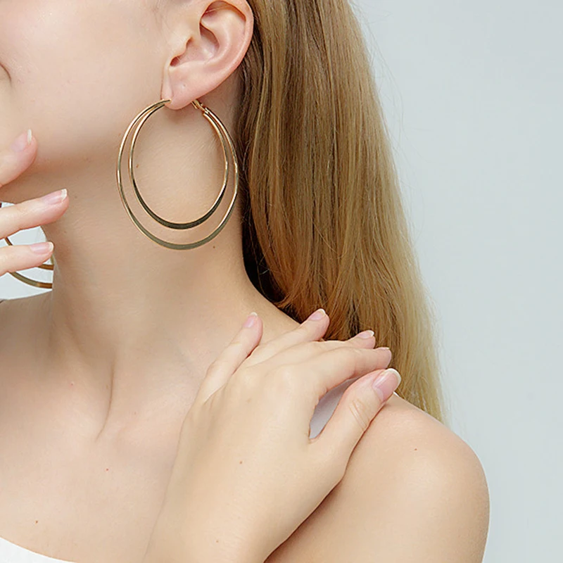 Распродажа Aros Mujer ореха женская серьга корейская мода двойной круг аксессуары в стиле стимпанка серьги круглые большие круглые