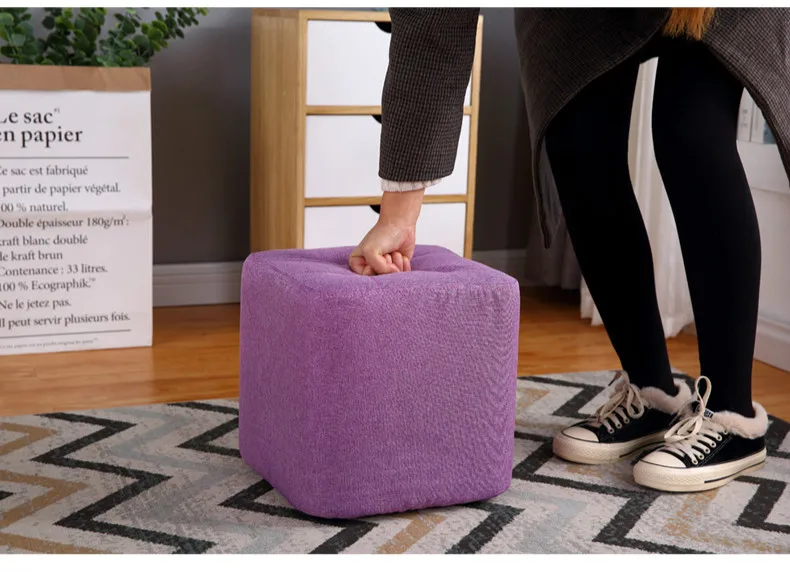 

39cm fabric sofa wooden foot stool brench square living room modern creative short lazy high stool nordic chair dining stools