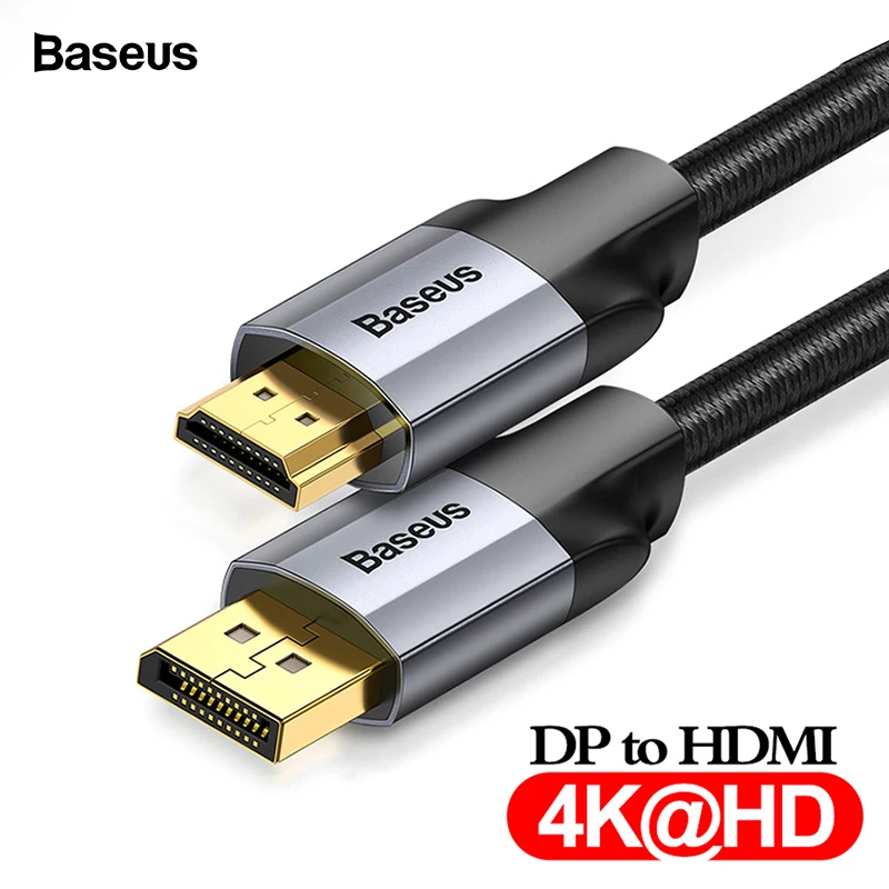 Skup Baseus dp do hdmi kabel 4K z męskiego na męskie port wyświetlacza displayport do hdmi adapter do kabla do projektora PS4 PC konwerter hdtv przewód