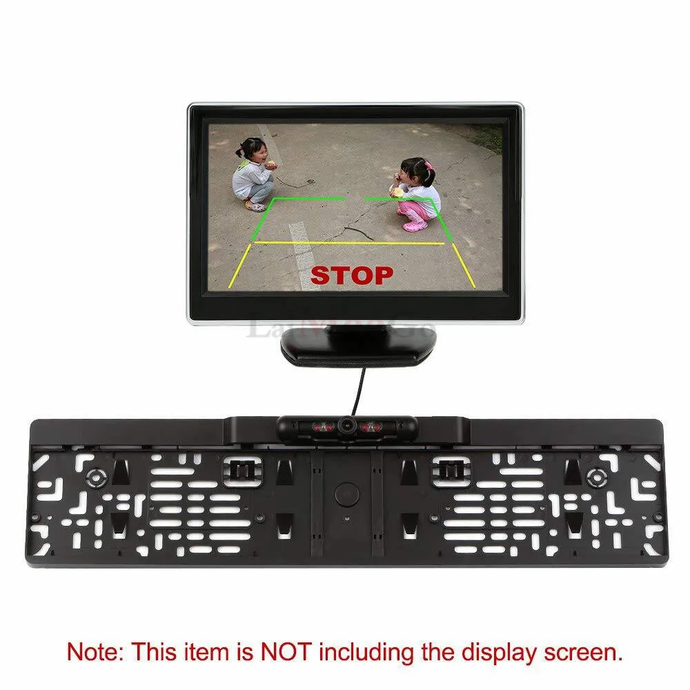 Wireless Night Vision IR Rear View camera EU License Plate Frame Car Reverse Camera waterproof Back Up Camera for monitor Kit (4)