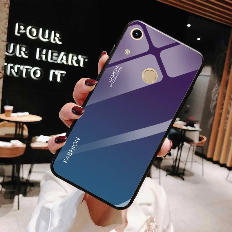GLSZZZ105 Градиентный чехол из закаленного стекла для Honor 8A 8 A 8a защитный чехол для телефона huawei Honor 8A задняя крышка Fundas - Цвет: GLSZZZ105
