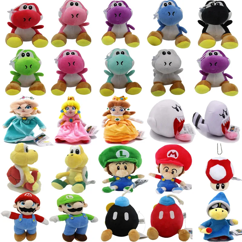 24Styles 6-25CM Super Mario Bros Yoshi princesse Daisy pêche fantôme Luigi bébé bombe champignon Goomba tortue jouets en peluche enfants cadeaux