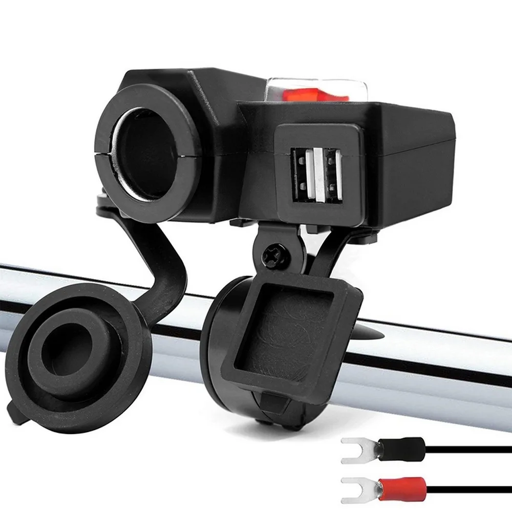 

Motorcycle USB Charger 12V Cigarette Lighter Socket Plug Waterproof Switch Digital Display Motorbike Phone Charger Adapter