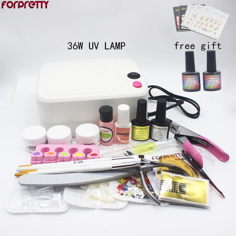 UV Nail Kit D Гель-лак для ногтей акриловый Гель-лак маникюрный набор полигель набор Unha Manicura с лампой профессиональный светодиодный УФ-удлинитель - Цвет: UV Nail Kit D