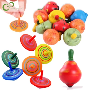 10 Pcs Kids Wood Gyro Toys for Children Adult Relief Stress Desktop Spinning Top Toys Kids Birthday Christmas Gifts GYH 1