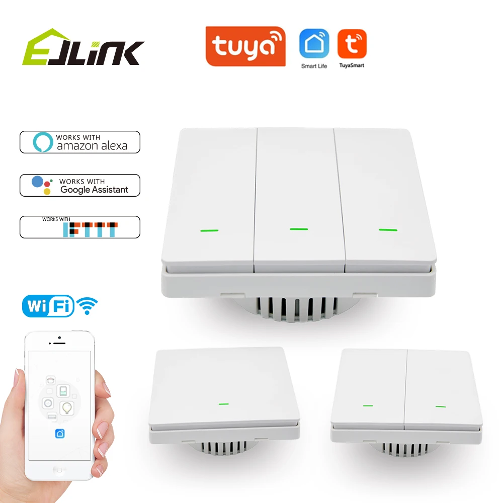 EJLINK Tuya Интеллектуальный переключатель Wi Fi Кнопка 90 250V приложение голосовой