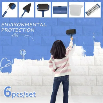 

Paint Roller Kit Multifunctional Paint Runner Set DIY Handle Roller Paint Brush Tool Flocked Edger Corner Cutter For Home Office