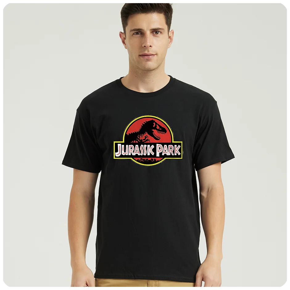 

Cool JURASSIC PARK Print Men T Shirt 100% cotton Casual Funny T Shirt Harajuku cozy Tops Tees Hipster White Short Sleeve #01