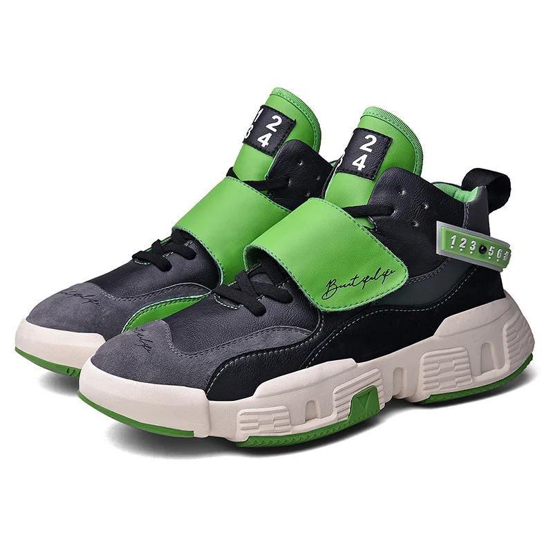 Black Green-9975 X/брендовые модные уличные черные мужские кроссовки из микрофибры на платформе; Повседневная Осенняя обувь на массивном высоком каблуке; мужские кроссовки; эспадрильи для мужчин - Цвет: Black Green-9975