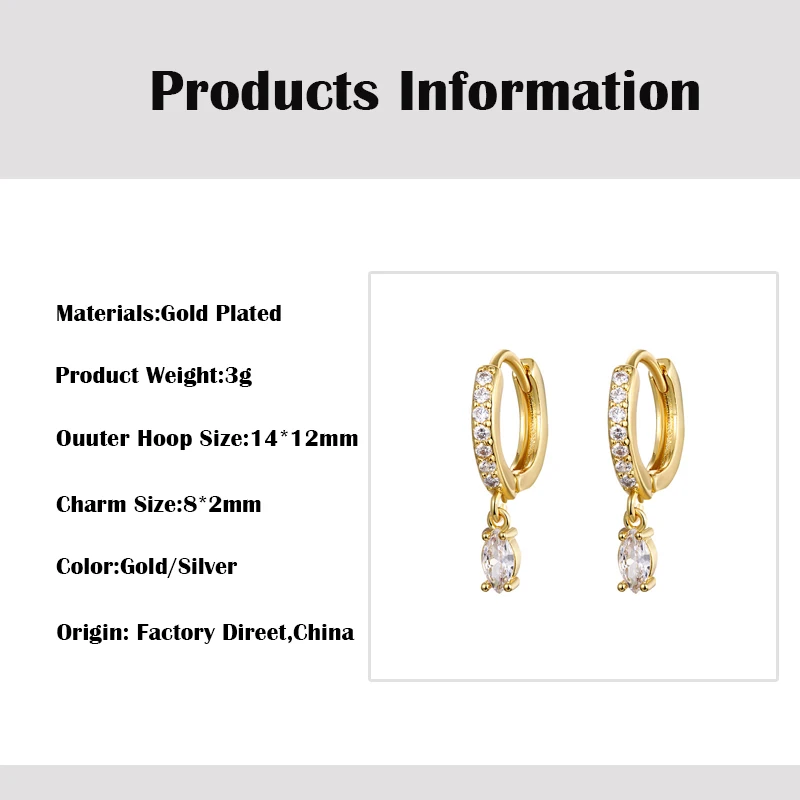 CRMYA Silver Gold Filled Dangle Earrings For Women CZ Zircon Long Water Drop Earring Men Jewelry Circle Ear Ring Wholesale