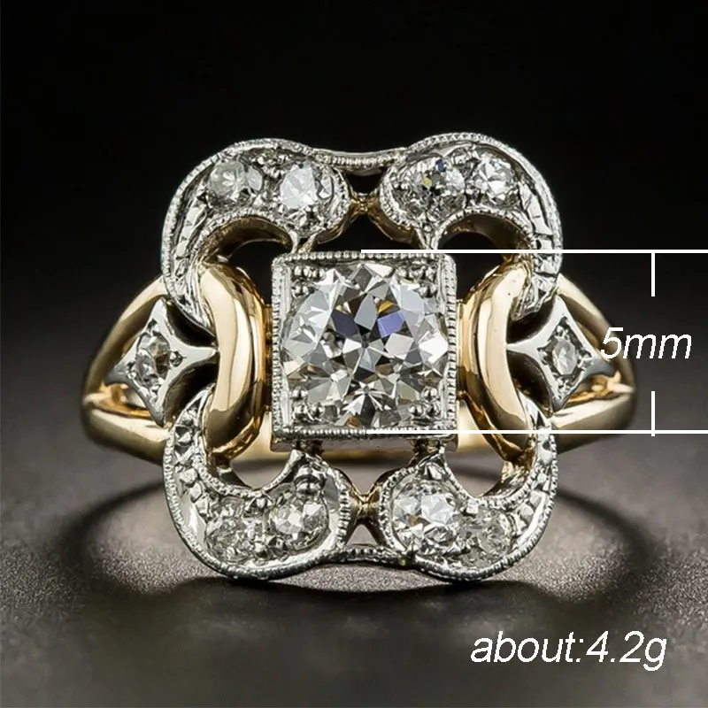 

KAMAF 2pcs/pack 2019 new retro fashion openwork carved zircon ring ladies as girlfriend gift high quality jewelry