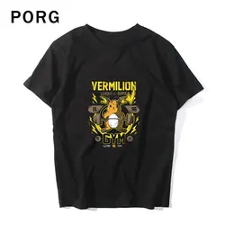 Vermilion тренажерный зал pokemon Для мужчин футболка уличная Harajuku аниме Футболка Camiseta Masculina Homme 2019 негабаритных Cotton100 %