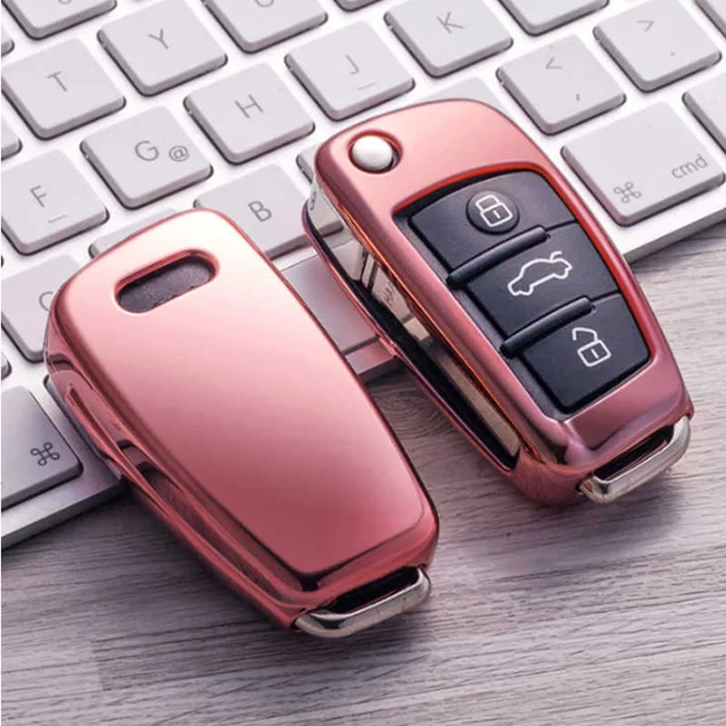 Pink ТПУ автомобильный стильный мягкий ТПУ авто ключ защитный чехол для Audi A7 A8 R8 A1 A3 A4 A5 Q7 A6 C5 C6 автомобильный держатель оболочки автомобиля Стайлинг - Название цвета: Pink
