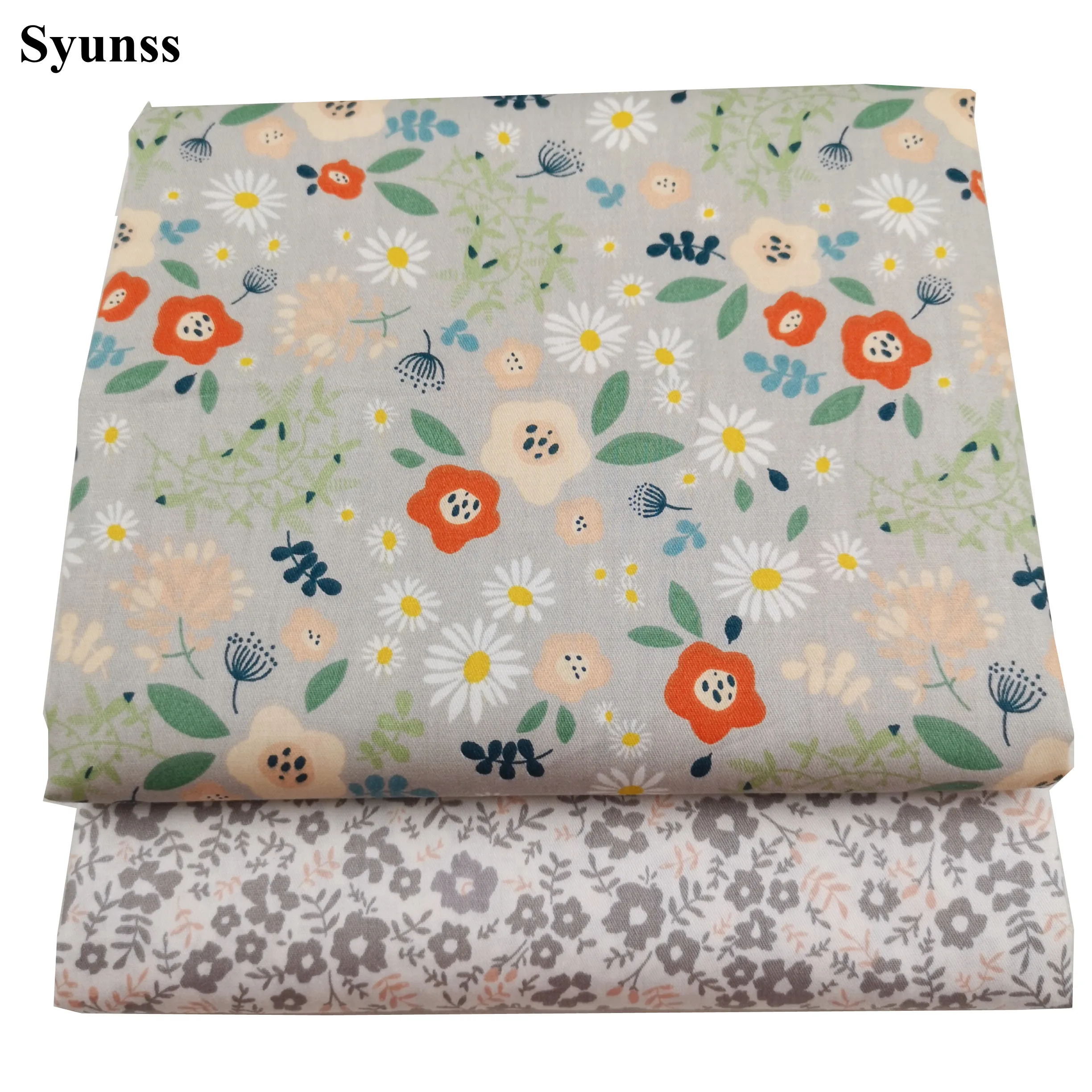 

Syunss Diy Patchwork Cloth For Quilting Baby Cribs Cushions Dress Sewing Tissus Gray Pink Floral Printed Cotton Fabric Tecido