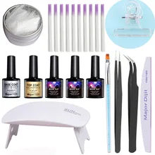 Набор для маникюра гель-лаком УФ светодиодный светильник Сушилка с 5 шт. Набор для гелевого маникюра Замачивание маникюрные инструменты набор для ногтей