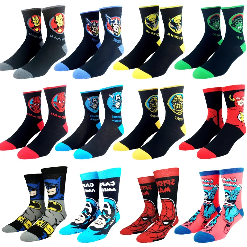 Носки с героями мультфильмов Железный человек Капитан Америка хлопковые