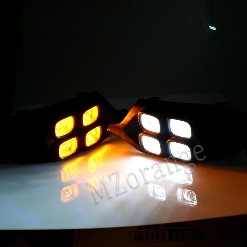 2 шт. Светодиодный дневной ходовой свет для Mitsubishi Pajero Sport Водонепроницаемый ABS 12V автомобильный DRL с желтой сигнальной лампой