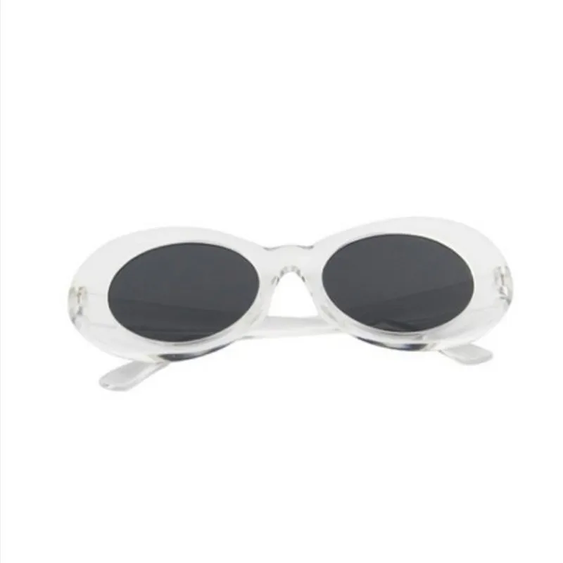 Мужские и женские Овальные Солнцезащитные очки, модные солнцезащитные очки NIRVANA Kurt Cobain, роскошные брендовые новые дизайнерские солнцезащитные очки, женские и мужские очки UV400 - Цвет линз: Transparent White