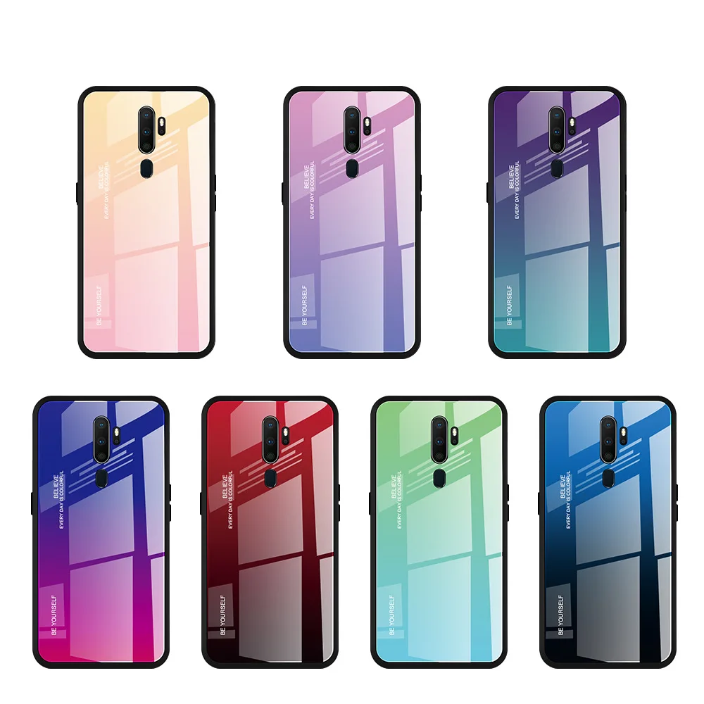 Чехлы с закаленным стеклом для OPPO A9 Reno Realme 3 Realme 3 Pro Realme X Lite K3 F11 R17 противоударный задний градиентный цветной бампер