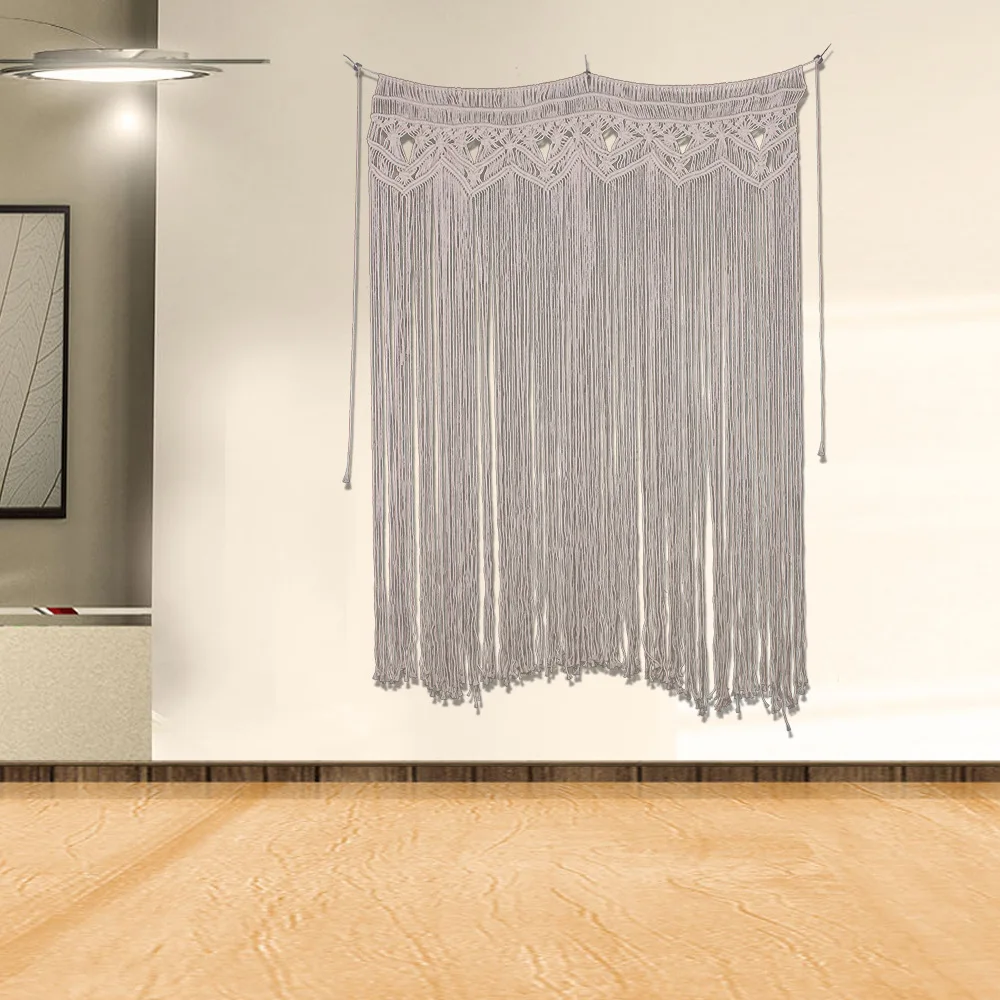 Macrame Curtain Bohemia Wall Art Handmade Cotton Wall Hanging Tapestry with Lace Fabrics Bohemian Hanging Decoration Best Gift
