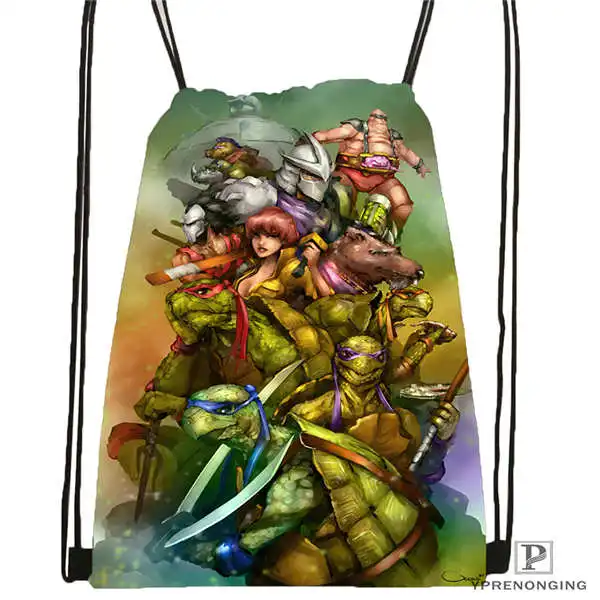 Custom_ mutant_ninja_turtles походная сумка на шнурке милый рюкзак для детей(черная спинка) 31x40 см#2018611-25