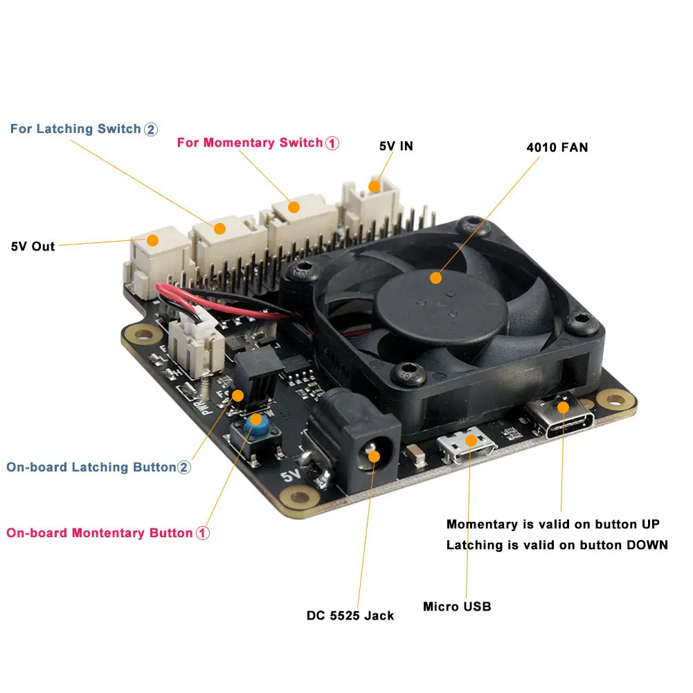 X735 40pin вентилятор Многофункциональный автоматическое охлаждение безопасное выключение инструменты 5 В Макс Плата расширения управление питанием для Raspberry Pi 4B 3B+ 3B