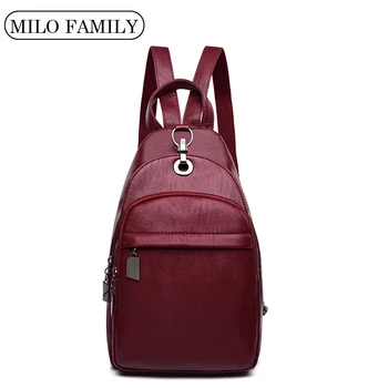 

Fashion Anti Theft Backpack Female Brand Leather Backpack Purse Simple Shoulder Bags For Women Large Capacity Chest Pack Mochila