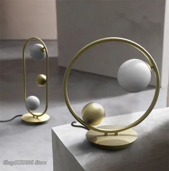 

Postmodern Glass Hoop Table Lamp Nordic Simple Glass Ball Led Desk Lamp for Bedroom Living Room Bedside Decor Reading Luminaire