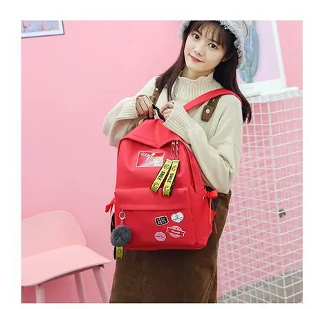 Школьная сумка Для женщин корейско-Стиль Harajuku Ulzzang школьников большой вместимости, рюкзак в студенческом стиле Универсальный ноутбук Bac