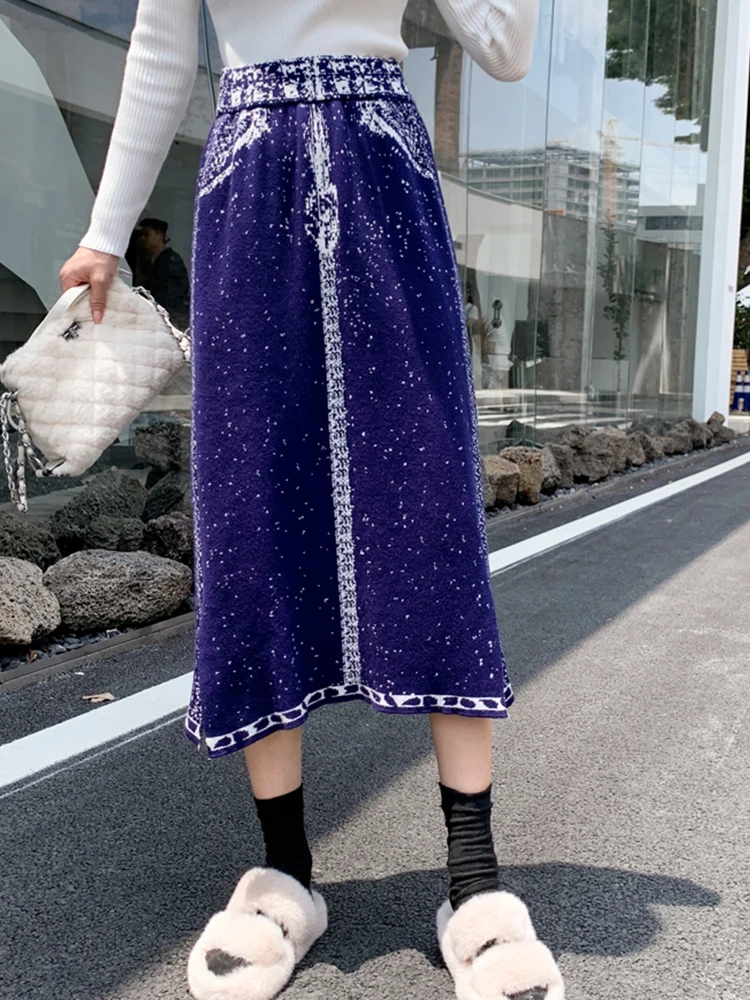 Fashion Street Womens Mid-length Knit Skirt 