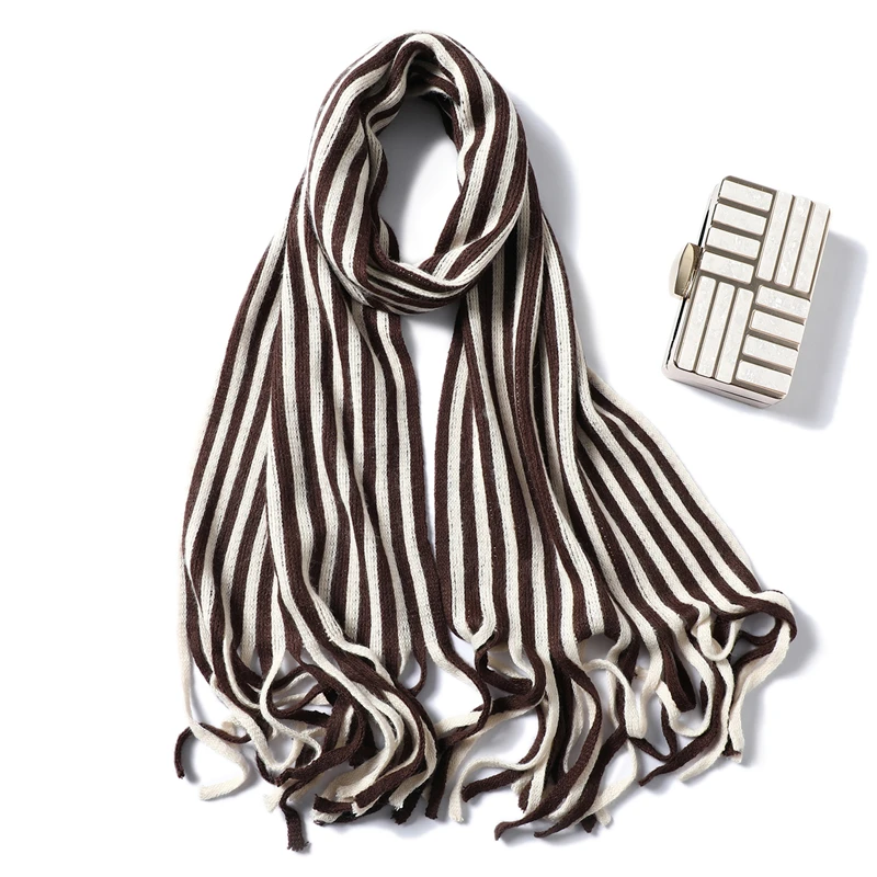 Зимний женский шарф теплый для шеи вязаные шарфы длинный размер с кисточкой женские шали и Обертывания платок-Бандана Femme Мода Новинка - Цвет: WJ85-14