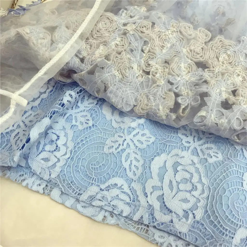 Органзы Фея Винтаж кружевное платье, Женская водолазка с точки зрения, с трехмерным цветочным узором, мини платья Детские платья синего цвета, Vestidos